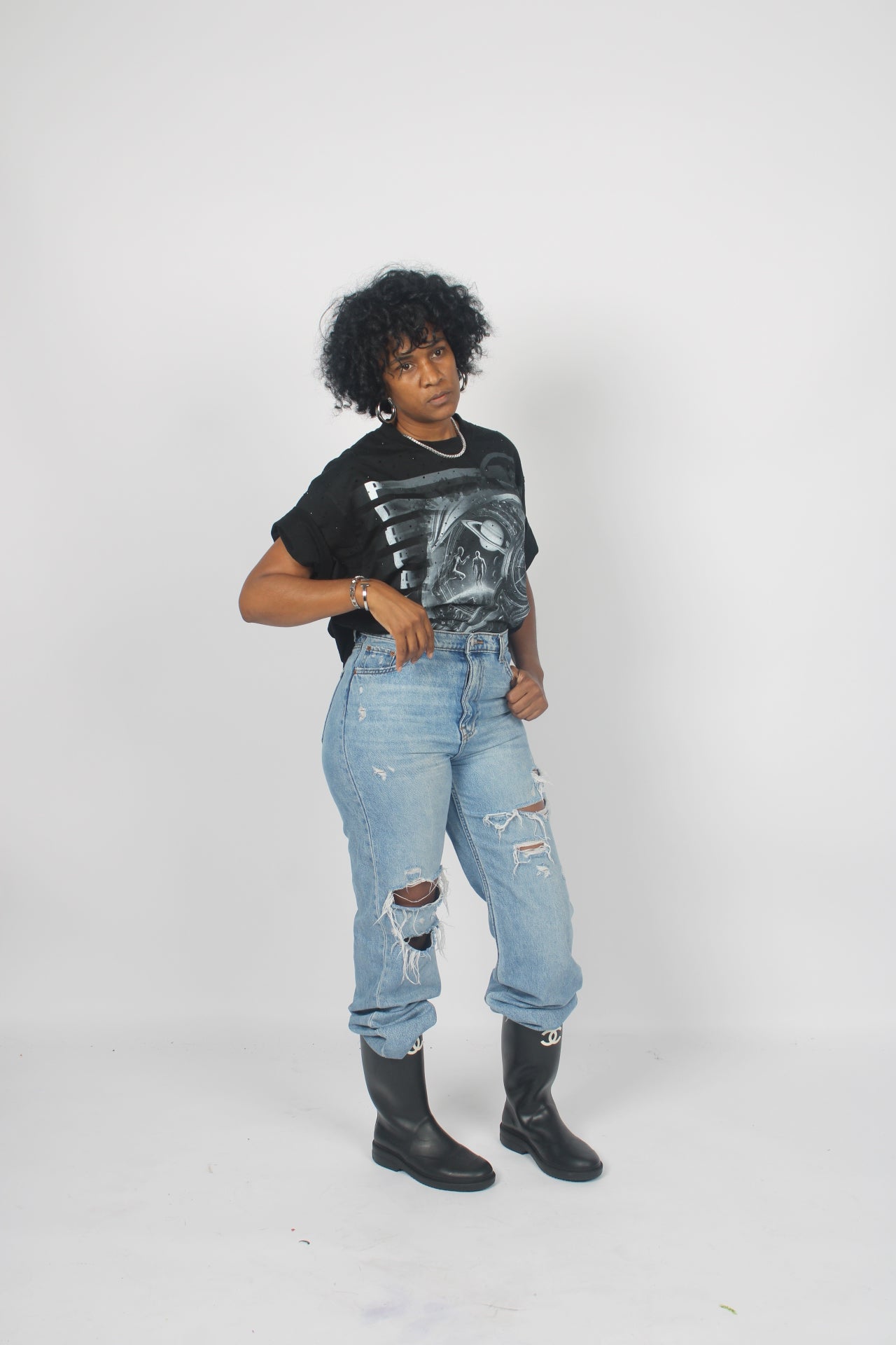 “PDA Patrol” Oversized Black Tee