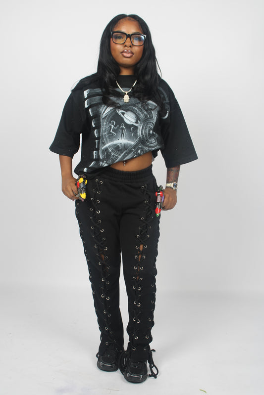 “PDA Patrol” Oversized Black Tee